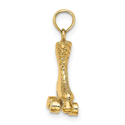 14k Yellow Gold 3-D Roller Skate Charm