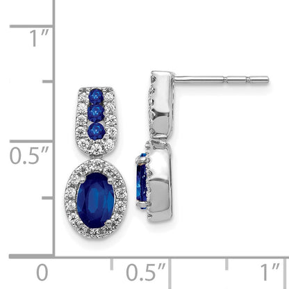 14k White Gold Diamond and Sapphire Drop & Dangle Earrings