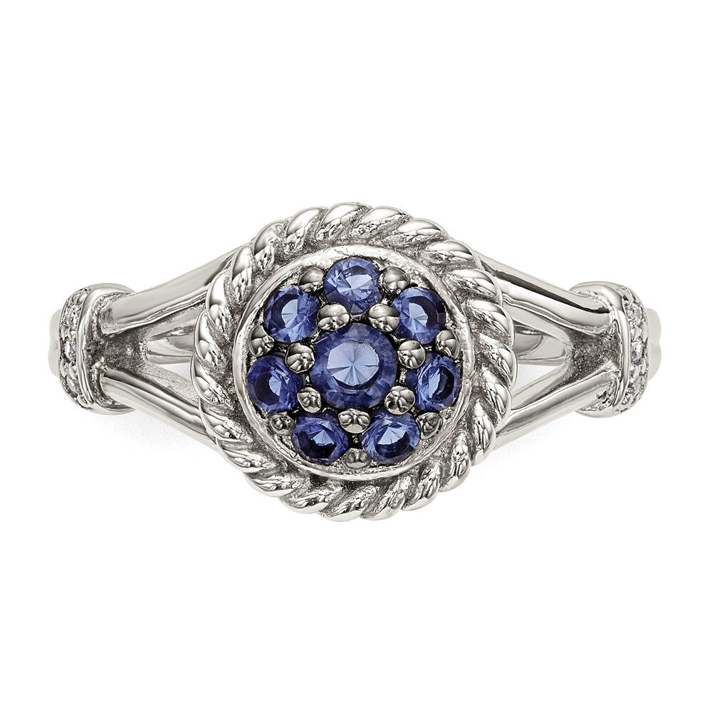 Sterling Silver Blue & White Cubic Zirconia Ring Size 7