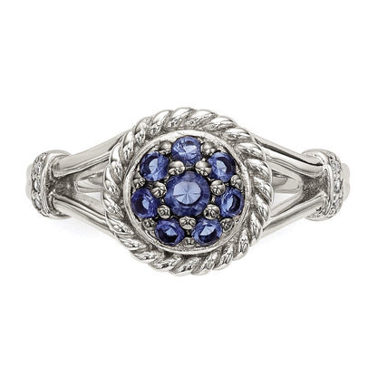 Sterling Silver Blue & White Cubic Zirconia Ring Size 7