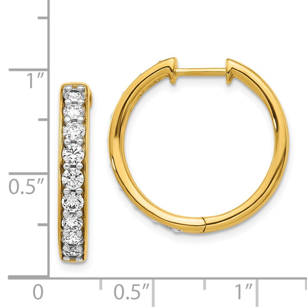 14k Yellow Gold Diamond Hinged Hoop Earrings