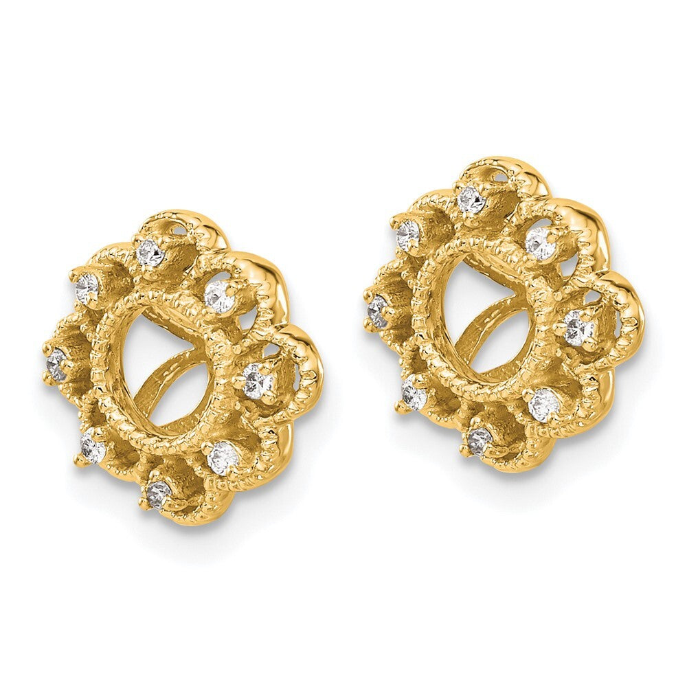 14k Yellow Gold Fancy Diamond Earring Jackets