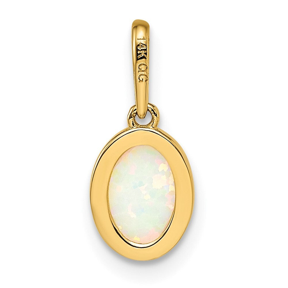 14k Yellow Gold Lab Created Opal Pendant for Women