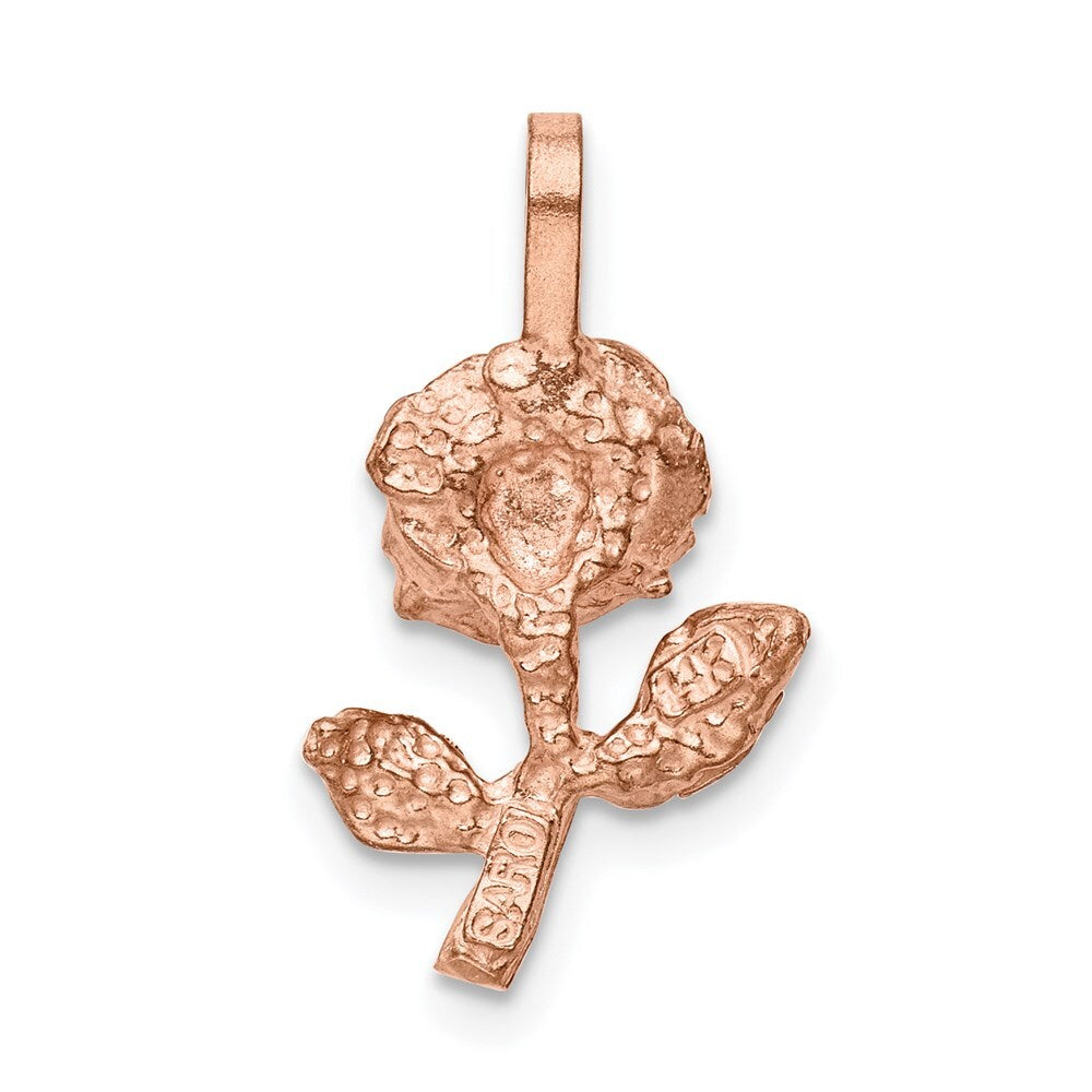 14k Rose Gold Rose-Gold Rose Charm Pendant for Women