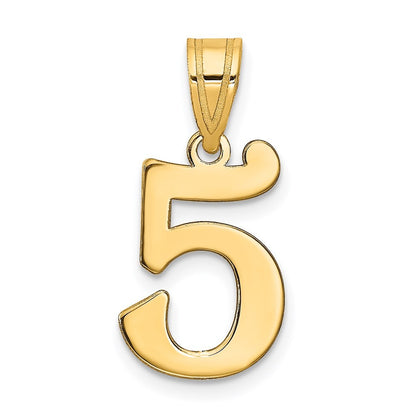 14k Yellow Gold Polished Number 5 Pendant