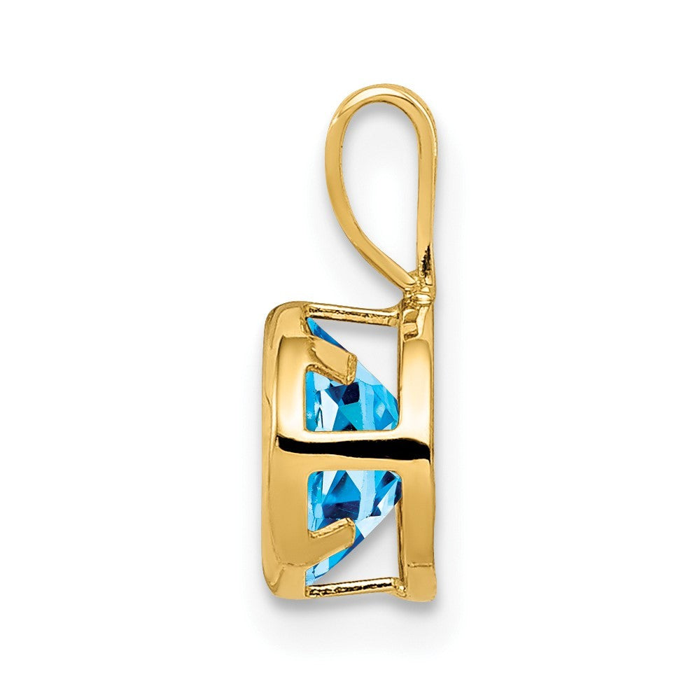 14k Yellow Gold 6mm Round Blue Topaz Bezel Pendant
