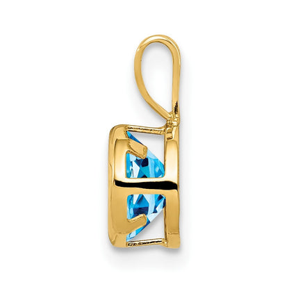 14k Yellow Gold 6mm Round Blue Topaz Bezel Pendant