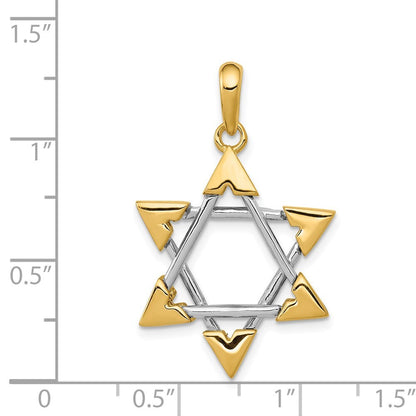 14k Two-tone Gold Star of David Pendant for Women