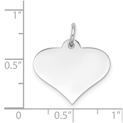14k White Gold Plain .013 Gauge Engraveable Heart Disc Charm Pendant for Women