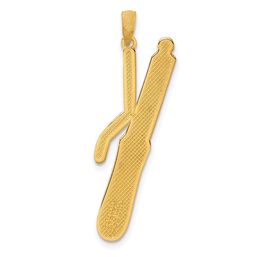 14k Yellow Gold Polished Curling Wand Pendant