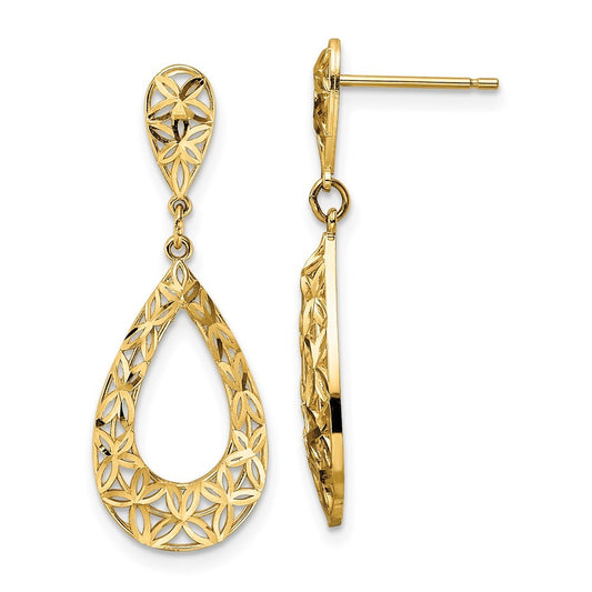 14k Yellow Gold Diamond-Cut Dangle Earrings