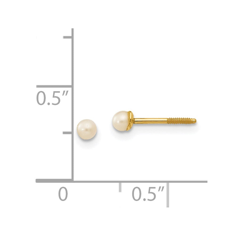 14k Yellow Gold 2.5-3.5mm Button Freshwater Cultured Pearl Stud Earrings