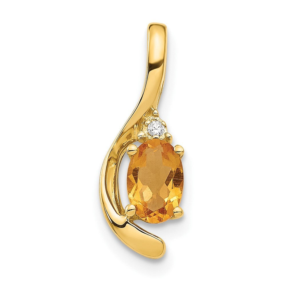 14k Yellow Gold Citrine and Diamond Pendant