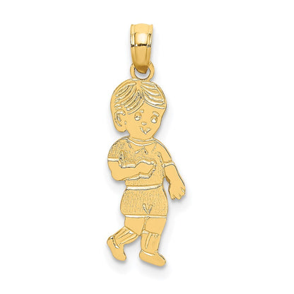 14k Yellow Gold Little Boy Walking Charm Pendant for Women