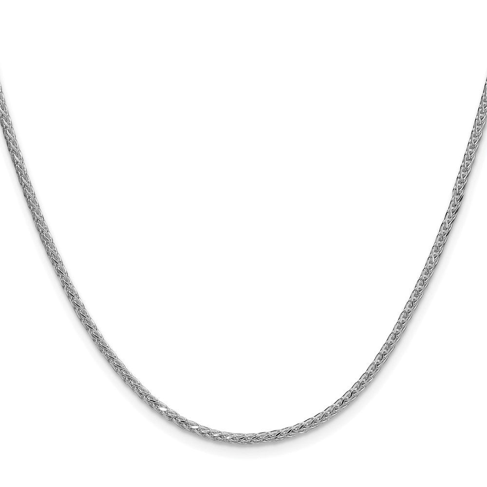 Sterling Silver Rhodium 2mm 8 Sided Diamond-Cut Double Spiga Chain Necklace