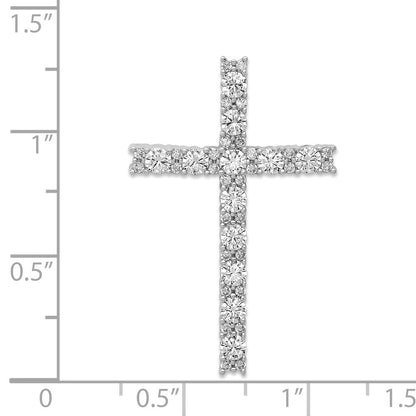 14k White Gold Diamond Latin Cross Pendant