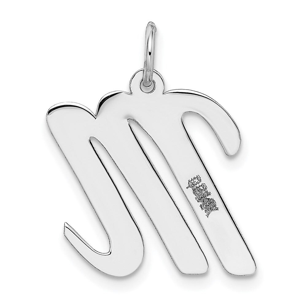 14k White Gold Large Script Letter M Initial Charm Pendant for Women