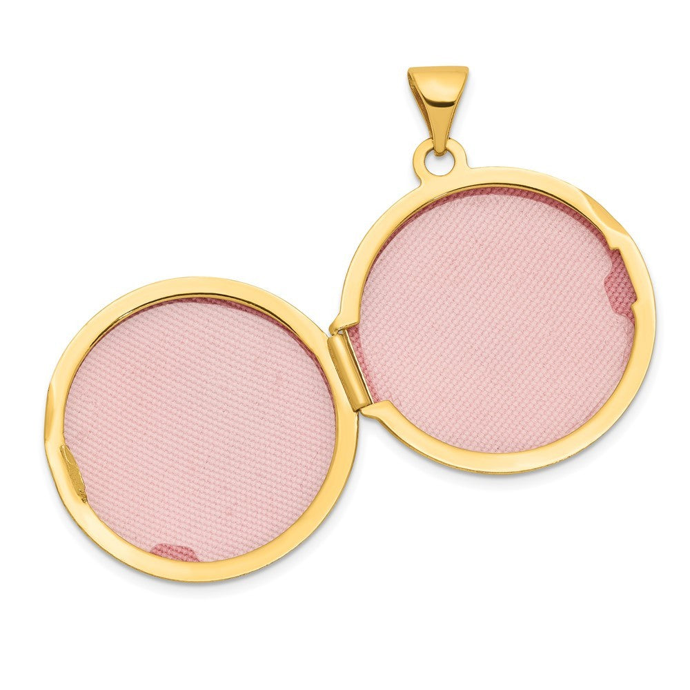 14k Yellow Gold Scroll Design Hand Engraved 20mm Round Locket
