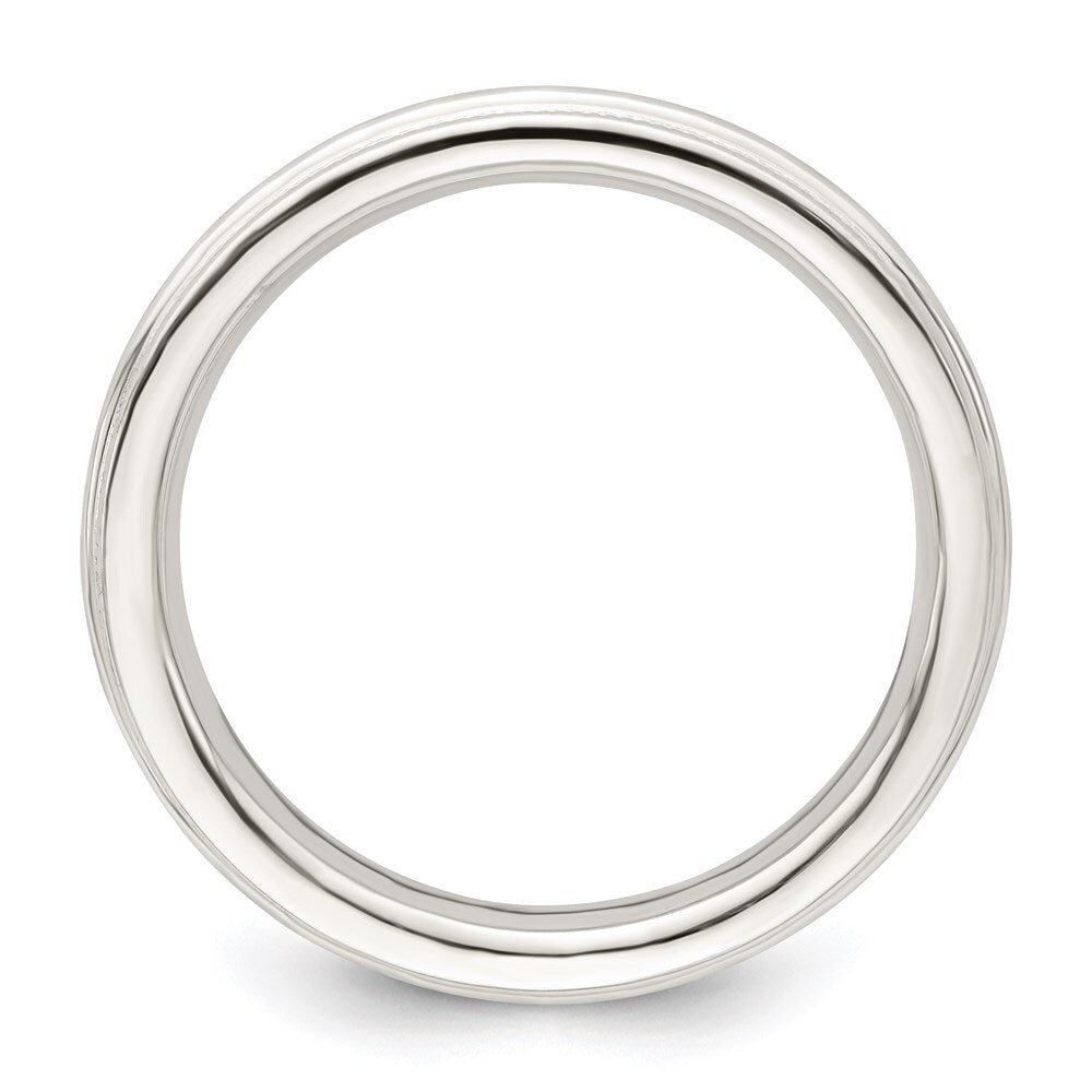 Sterling Silver Rhodium-plated 3mm Comfort Fit Milgrain Size 7 Band