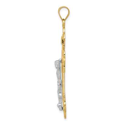 14k Two-tone Gold INRI Crucifix Pendant for Women