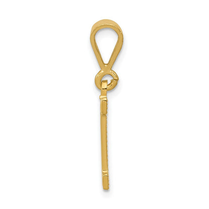 14k Yellow Gold Textured Initial I Charm Pendant for Women