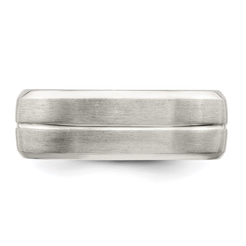 Sterling Silver 7mm Brushed Domed Grooved Fancy Band Size 9
