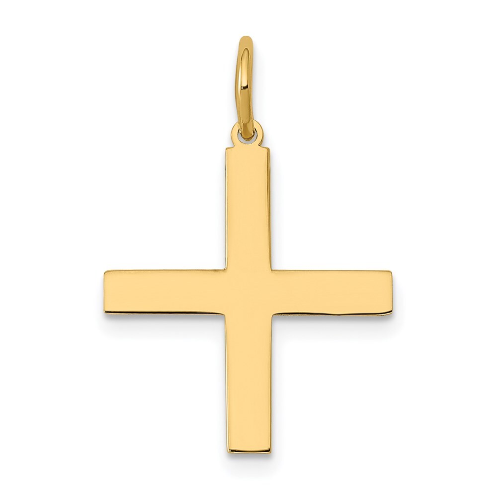 14k Yellow Gold Laser Designed Greek Cross Charm Pendant for Women