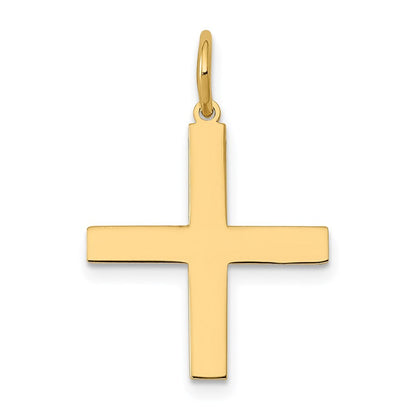 14k Yellow Gold Laser Designed Greek Cross Charm Pendant for Women