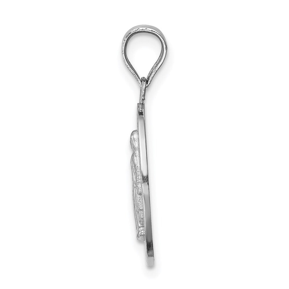 14k White Gold White Polished Miraculous Medal Pendant for Women