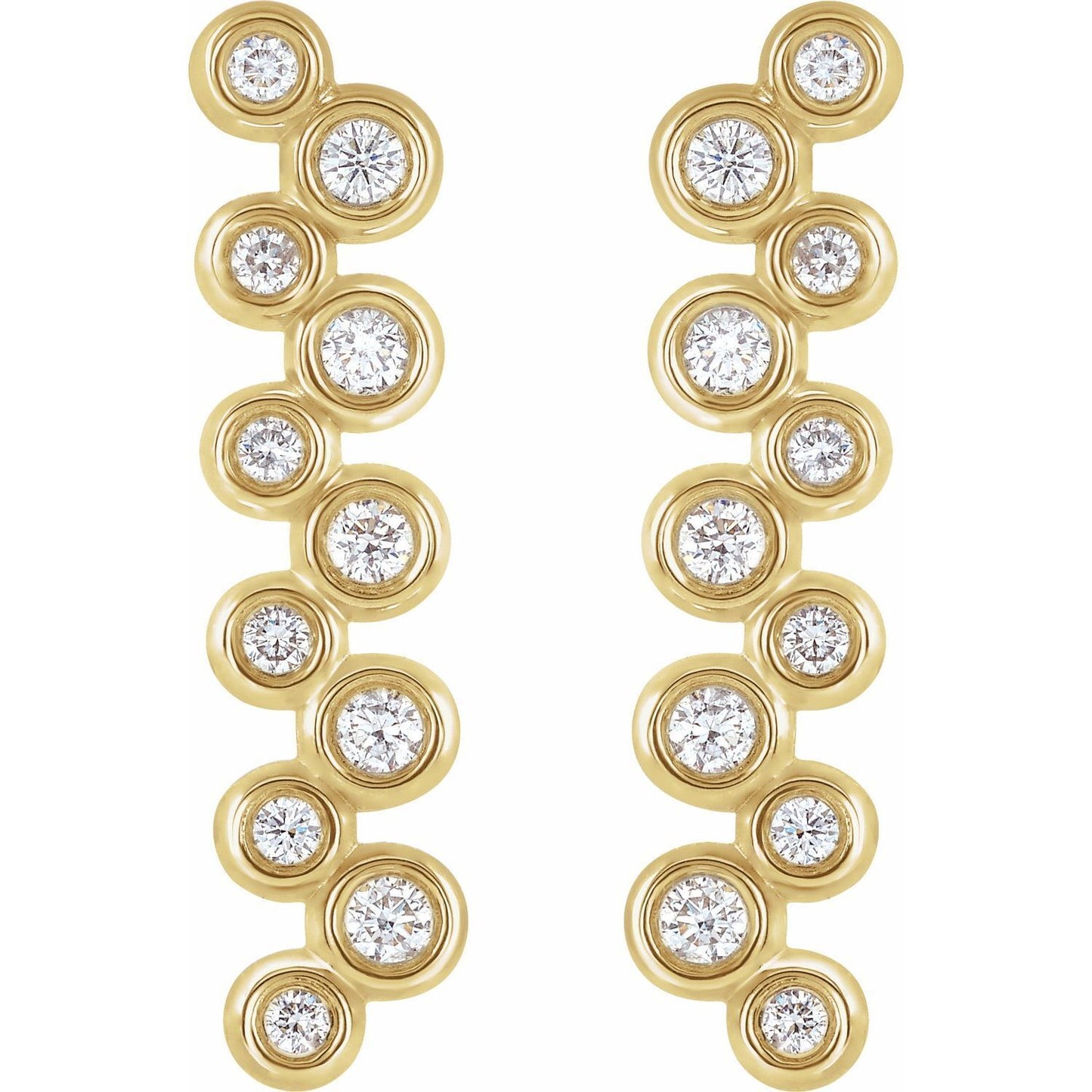 14k Yellow Gold 1/3 CTW Natural Diamond Bezel-Set Bar Stud Earrings