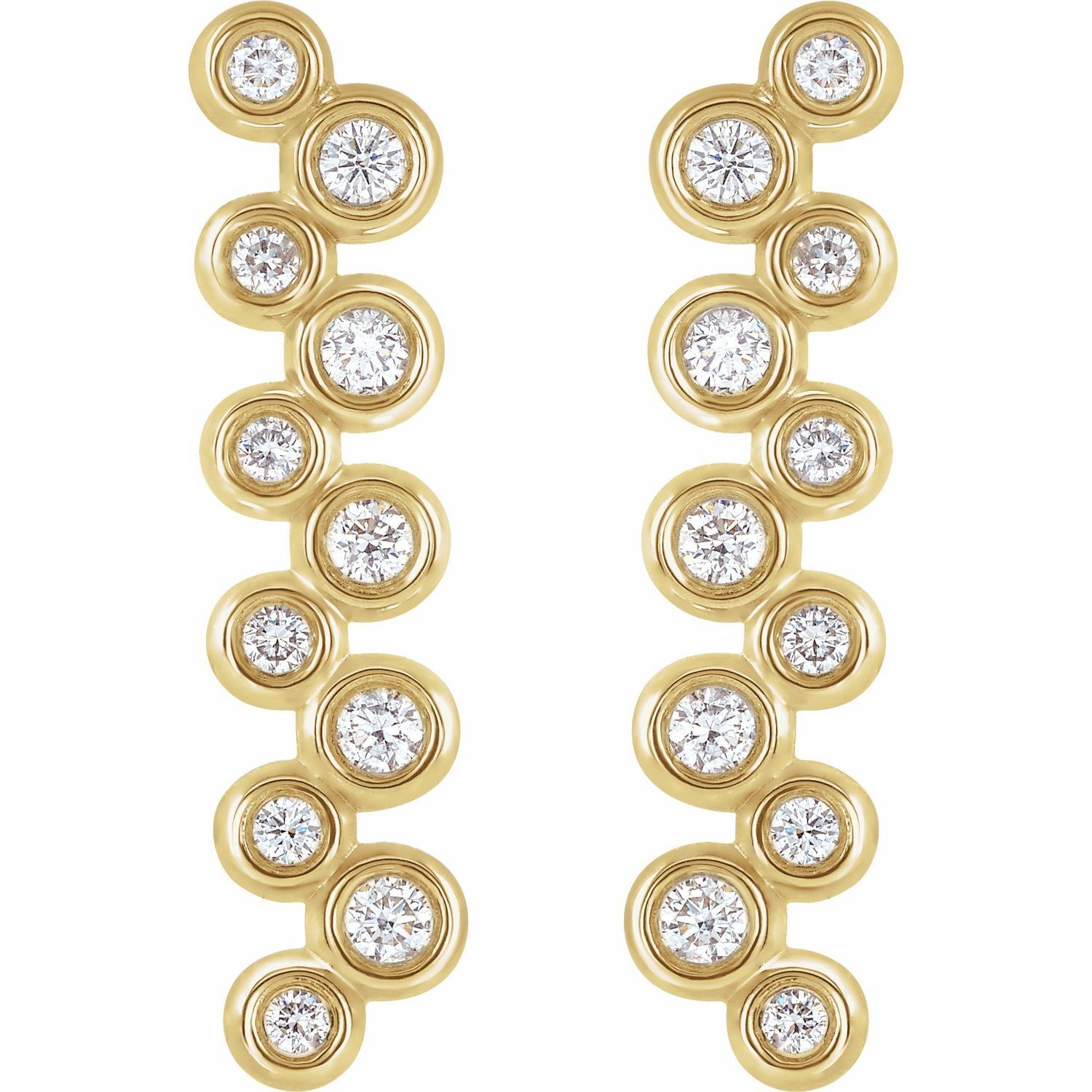 14k Yellow Gold 1/3 CTW Natural Diamond Bezel-Set Bar Stud Earrings