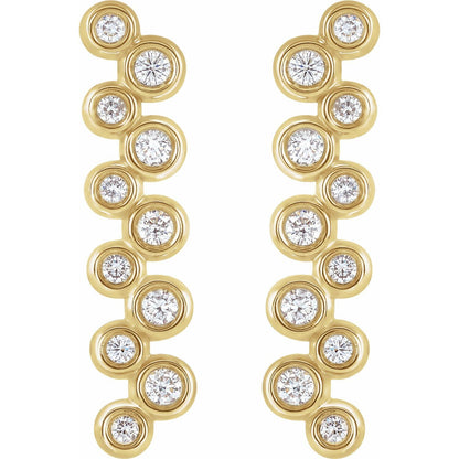 14k Yellow Gold 1/3 CTW Natural Diamond Bezel-Set Bar Stud Earrings