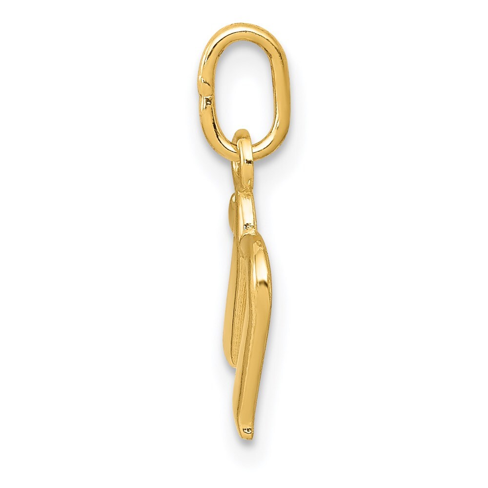 14k Yellow Gold Letter N Initial Charm Pendant for Women