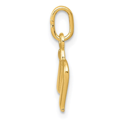 14k Yellow Gold Letter N Initial Charm Pendant for Women