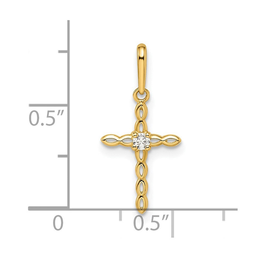 14k Yellow Gold CZ Cross Pendant