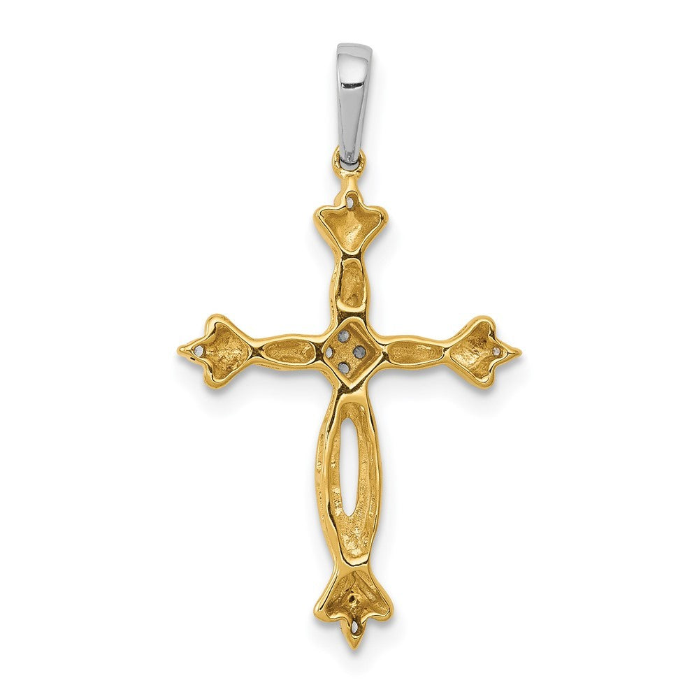 14k Two-Tone Gold 1/20ct. Diamond Cross Pendant