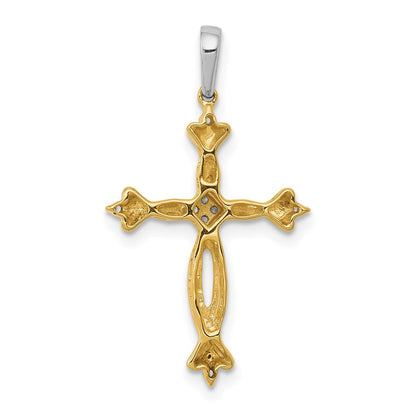 14k Two-Tone Gold 1/20ct. Diamond Cross Pendant