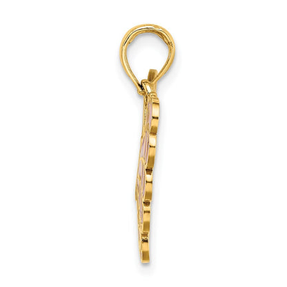 14k Yellow Gold Lavender Enameled Butterfly Pendant for Women