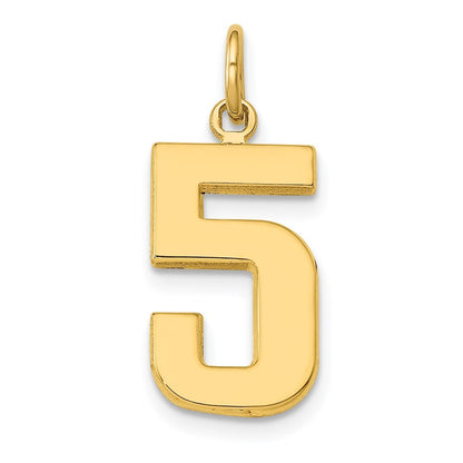 14k Yellow Gold Medium Polished Number 5 Charm Pendant