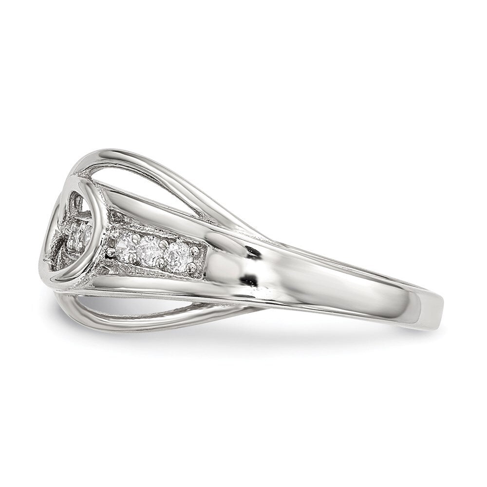 Sterling Silver Rhodium-plated Cubic Zirconia Infinity Ring Size 6