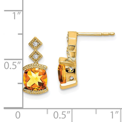 14k Yellow Gold Citrine and Diamond Drop & Dangle Earrings