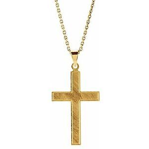 14k Yellow Gold 22x14 mm Cross Pendant Necklace 18"