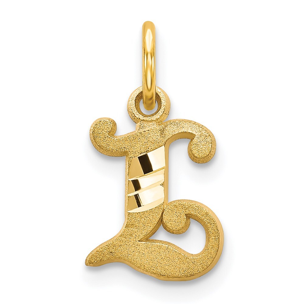 14k Yellow Gold Letter L Initial Charm Pendant for Women