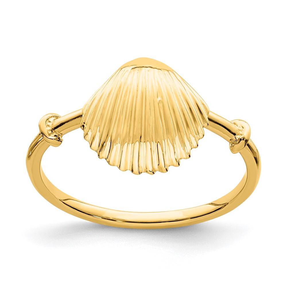14K Yellow Gold Polished Shell Ring