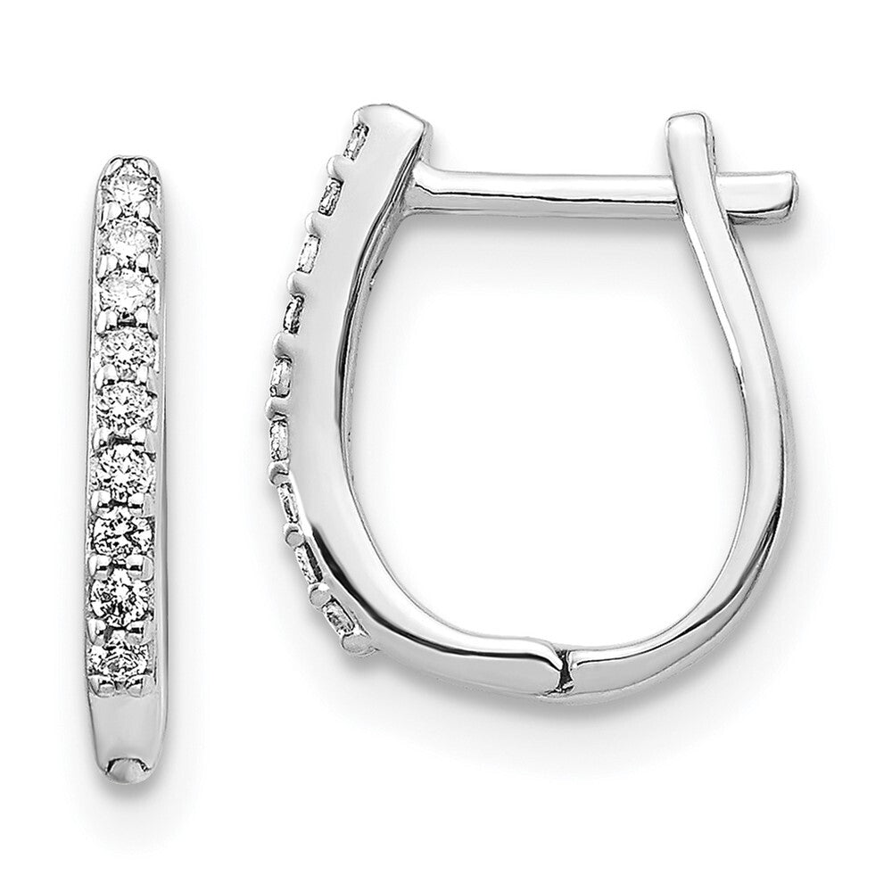 14k White Gold Diamond Hinged Hoop Earrings Gift for Women