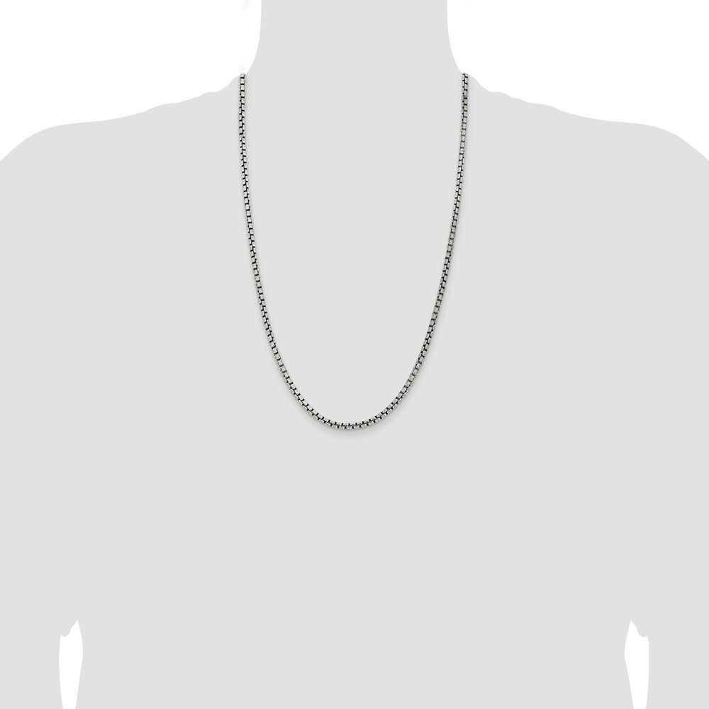 Sterling Silver Antiqued 3.6mm Round Box Chain