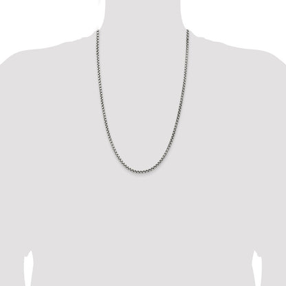 Sterling Silver Antiqued 3.6mm Round Box Chain