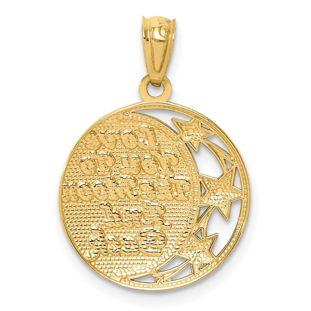 14k Yellow Gold Rhodium LOVE YOU TO THE MOON AND BACK Pendant