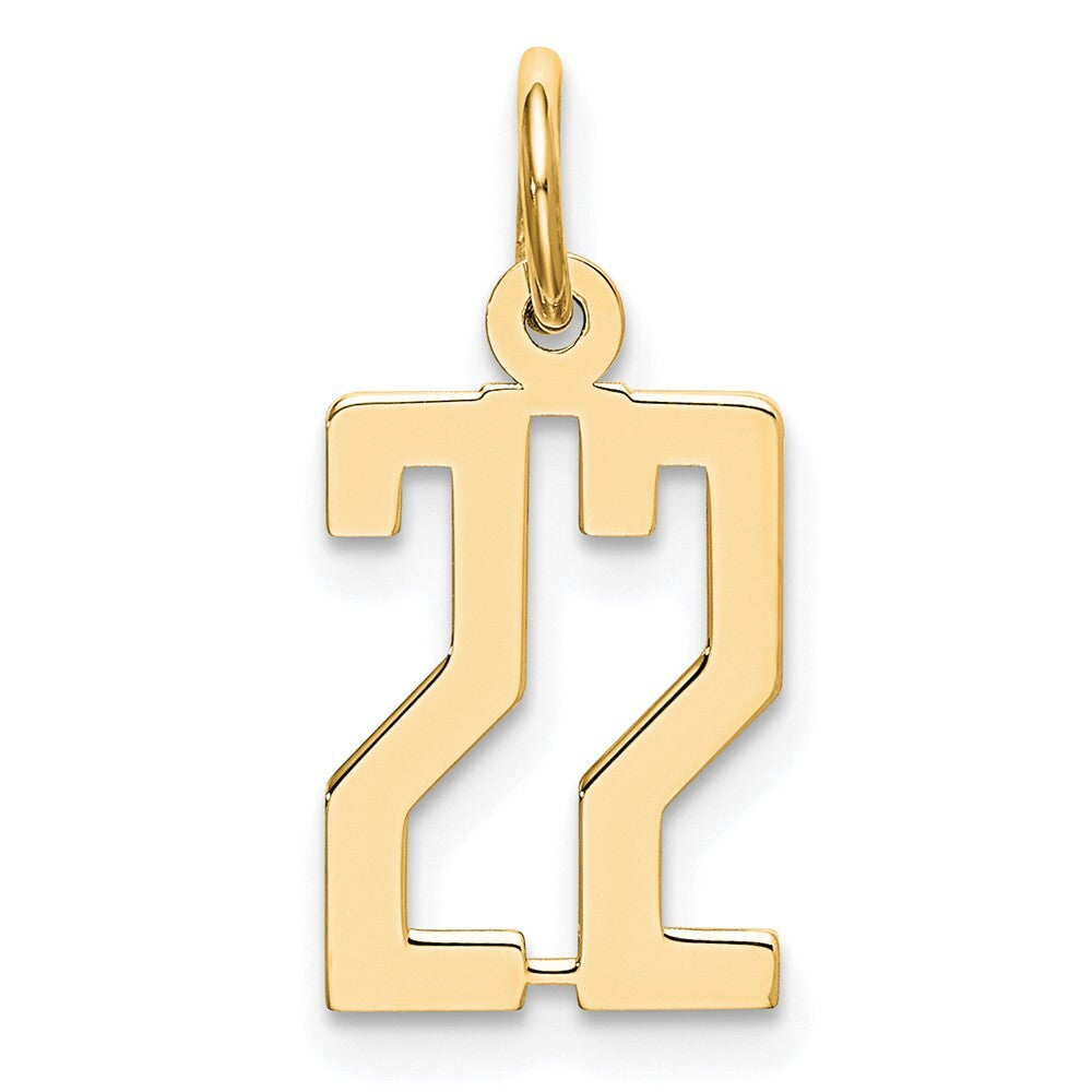 14k Yellow Gold Small Elongated Number 22 Charm Pendant for Women
