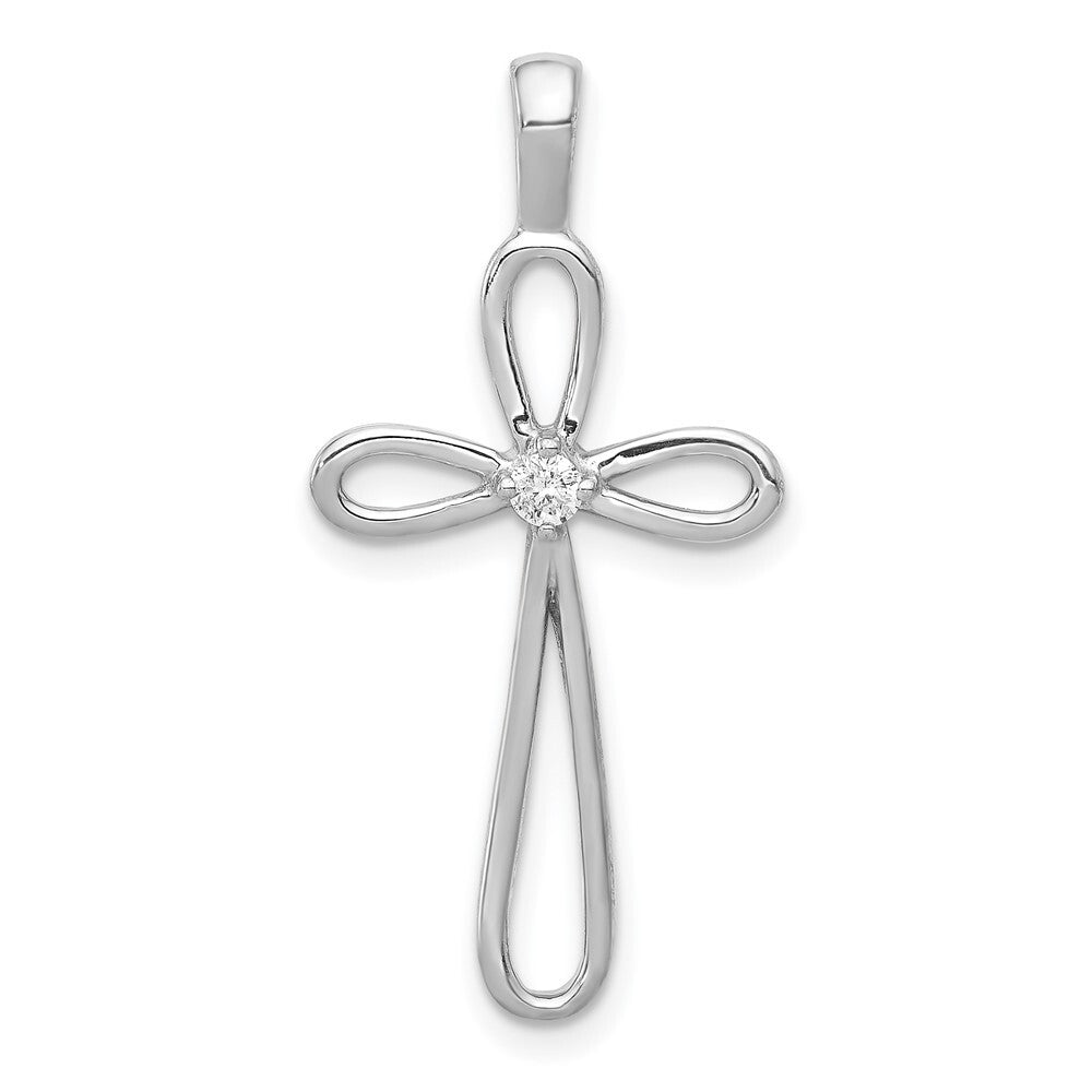 14k White Gold AA Diamond Cross Pendant for Women